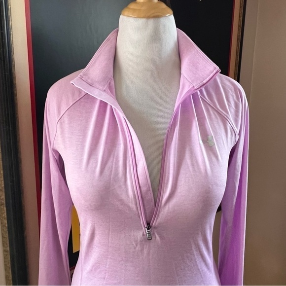 Under Armour Lilac  Half Zip Long Sleeve Heat Gear Long Sleeve Pullover Shirt - Picture 3 of 16